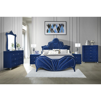 ACME 24220Q Dante Queen Bed, Blue Velvet