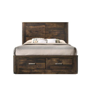 ACME Elettra Queen Bed w/Storage, Rustic Walnut