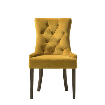 ACME Farren Side Chair, Yellow Velvet & Espresso Finish