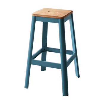 ACME Jacotte Bar Stool (1Pc), Natural & Teal, 30" Seat Height