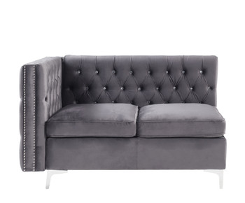 ACME 57371 Jaszira Modular - Armless Loveseat with 2 Pillows, Gray Velvet