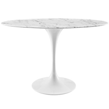 Modway Lippa 48" Oval Artificial Marble Dining Table EEI-2021-WHI White