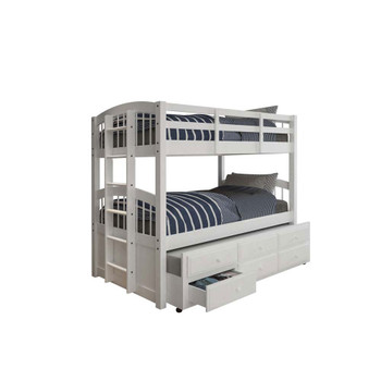 ACME Micah Twin/Twin Bunk Bed & Trundle, White (1Set/2Ctn)