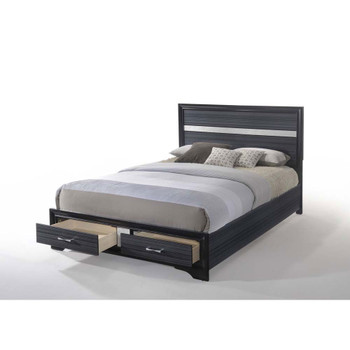 ACME 25900Q Naima Queen Bed with Storage, Black (1Set/3Ctn)