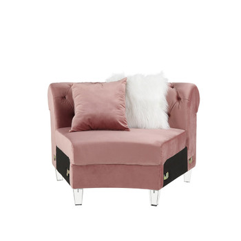 ACME Ninagold Sectional Sofa w/7 Pillows, Pink Velvet