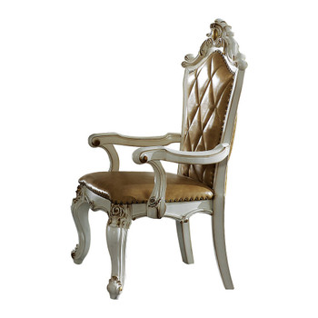 ACME Picardy Arm Chair (Set-2), PU & Antique Pearl