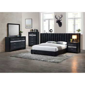 ACME Rivas Eastern King Bed, Black Fabric