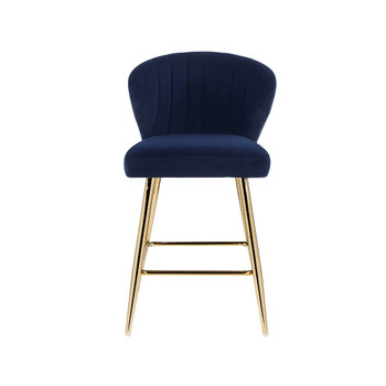 ACME Rizgek Counter Height Chair, Blue Velvet & Gold Finish