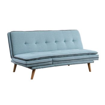 ACME Savilla Adjustable Sofa, Blue Linen & Oak Finish