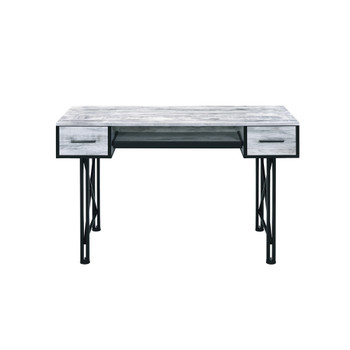 ACME Settea Computer Desk, Antique White & Black Finish