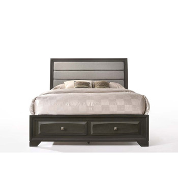 ACME Soteris Queen Bed w/Storage, Gray Fabric & Antique Gray (1Set/3Ctn)