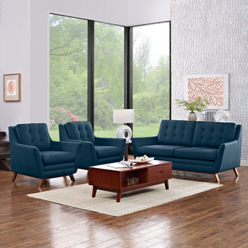 Modway Beguile 3 Piece Upholstered Fabric Living Room Set EEI-2141-AZU-SET