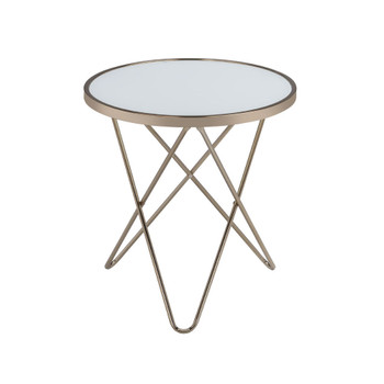 ACME Valora End Table, Champagne & Frosted Glass