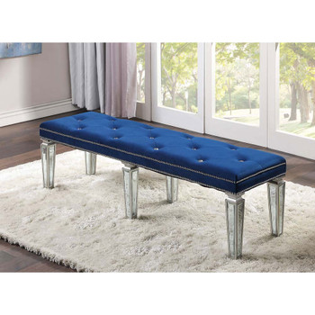 ACME 26157 Varian Bench, Blue Velvet & Mirrored