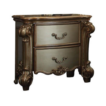 ACME Vendome Nightstand, Gold Patina & Bone