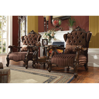 ACME Versailles Chair w/1 Pillow, Brown Velvet & Cherry Oak