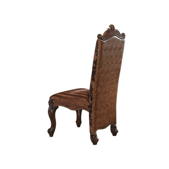 ACME Versailles Side Chair (Set-2), 2-Tone Brown PU & Fabric