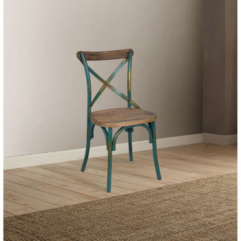 ACME Zaire Side Chair (1Pc), Antique Turquoise & Antique Oak