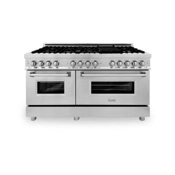 ZLINE 60" Dual Fuel Range in Stainless Steel with Brass Burners (RA-BR-60)