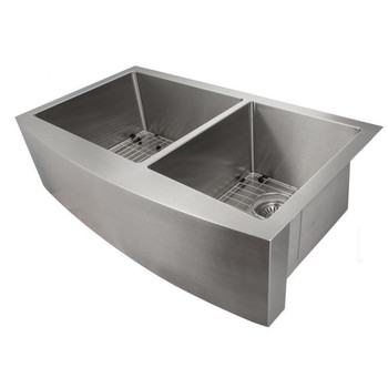 ZLINE Courchevel Farmhouse 36" Undermount Double Bowl Sink in Stainless Steel (SA60D-36)