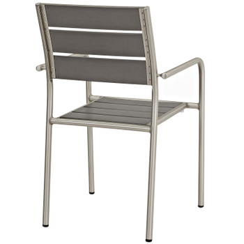 Modway Shore Outdoor Patio Aluminum Dining Rounded Armchair EEI-2258-SLV-GRY