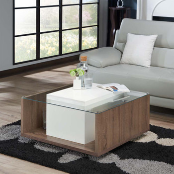 Furniture of America HFW-16919C13 Safdie Contemporary Glass Top Coffee Table