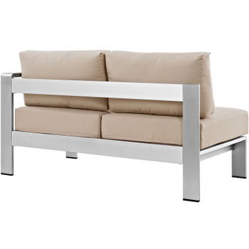 Modway Shore Right-Arm Corner Sectional Outdoor Patio Aluminum Loveseat EEI-2262-SLV-BEI Silver Beige