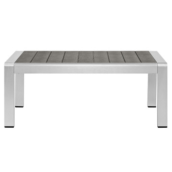 Modway Shore Outdoor Patio Aluminum Coffee Table EEI-2268-SLV-GRY