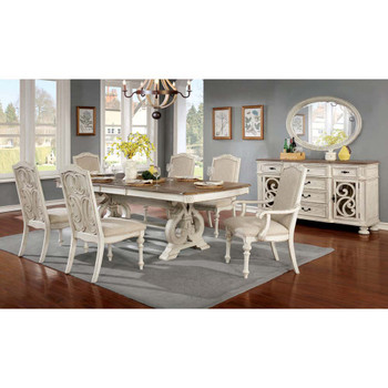 Furniture of America IDF-3150WH-T Sorensen Rustic Dining Table with 18" Leaf in Antique White