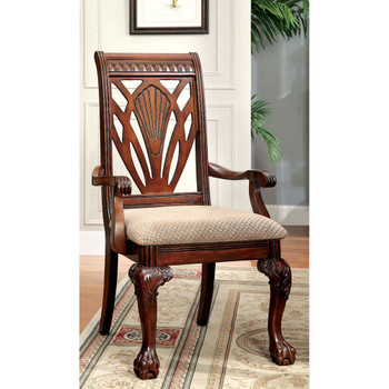 Furniture of America IDF-3185AC Pete Traditional Padded Arm Chairs (Set of 2)