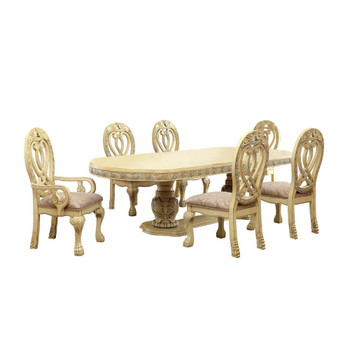 Furniture of America IDF-3186WH-T Beau Traditional 2-Extension Leaves Dining Table in White