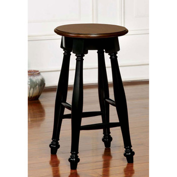 Furniture of America IDF-3199BC-ST Barbara Cottage Round Counter Height Stools in Black and Cherry (Set of 2)