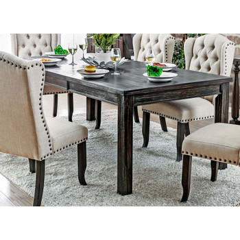 Furniture of America IDF-3324BK-T-84 Lubbers Rustic Rectangular Dining Table, 84"