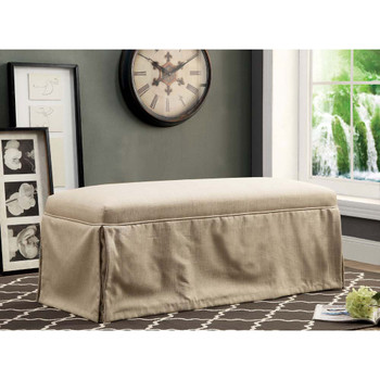 Furniture of America IDF-3341BG-BN Cullen Rustic Bench in Beige