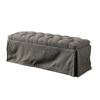 Furniture of America IDF-3342GY-BN Berta Transitional Fabric Button Tufted Bench in Gray