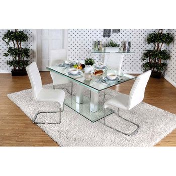 Furniture of America IDF-3362T Cuerva Contemporary Glass Top Dining Table