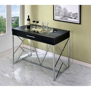 Furniture of America IDF-3377CRM-PT Corinne Contemporary 1-Drawer Counter Height Table in Black and Chrome
