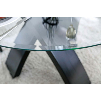 Furniture of America IDF-3393RT Hazmina Contemporary Glass Top Dining Table