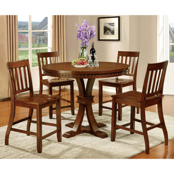 Furniture of America IDF-3437PC Monte Transitional Slatted Back Counter Height Chairs (Set of 2)