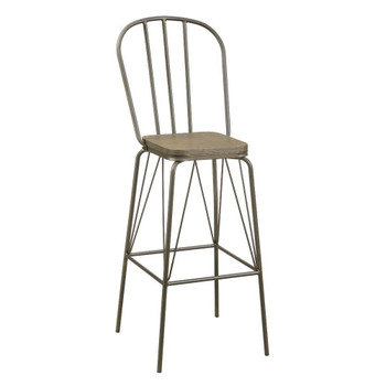 Furniture of America IDF-3510BZ-BC Slatted Modern Metal Frame Bar Chairs in Bronze (Set of 2)