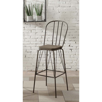 Furniture of America IDF-3510BZ-BC Slatted Modern Metal Frame Bar Chairs in Bronze (Set of 2)