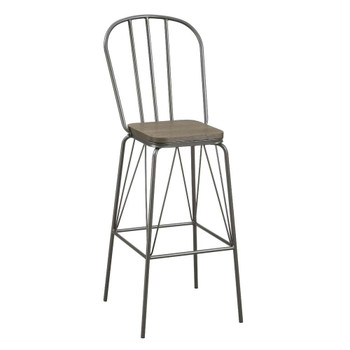 Furniture of America IDF-3510GY-BC Slatted Modern Metal Frame Bar Chairs in Gray (Set of 2)