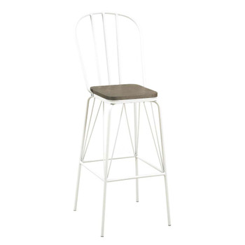 Furniture of America IDF-3510WH-BC Slatted Modern Metal Frame Bar Chairs in White (Set of 2)