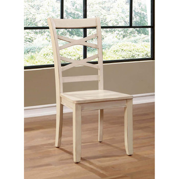 Furniture of America IDF-3528WH-SC Zander Transitional Wood X-Back Side Chairs (Set of 2)