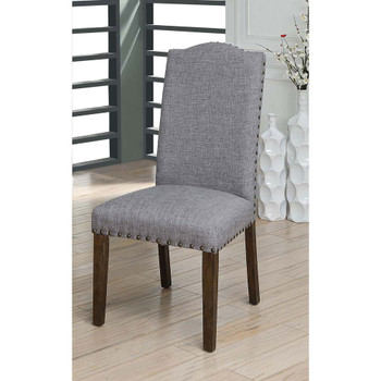 Furniture of America IDF-3539GY-SC Zeke Transitional Upholstered Side Chairs in Light Gray (Set of 2)