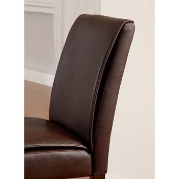 Furniture of America IDF-3823SC Rumie Contemporary Faux Leather Upholstered Side Chairs in Dark Walnut and Black (Set of 2)