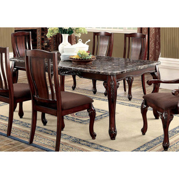 Furniture of America IDF-3873T Hannah Traditional Marble Top Dining Table