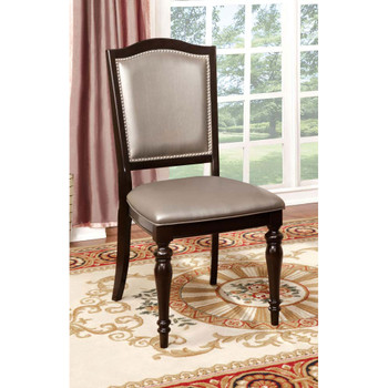 Furniture of America IDF-3970SC Harry Transitional Faux Leather Padded Side Chairs (Set of 2)