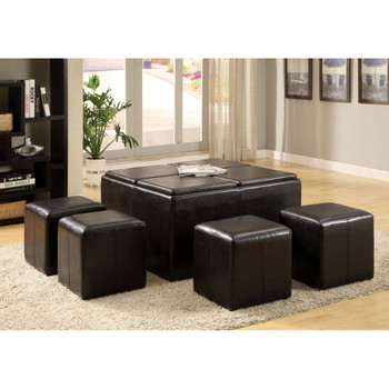 Furniture of America IDF-4046 Quyhn Contemporary Tray Top Ottoman