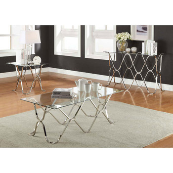 Furniture of America IDF-4229E Madorra Contemporary Glass Top End Table